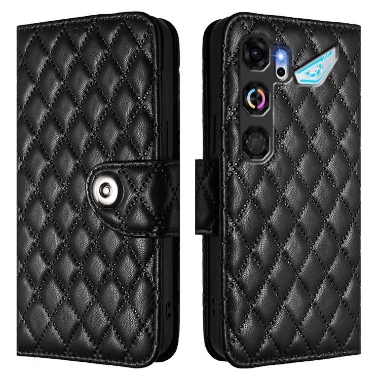 For ZTE nubia Neo 5 GT 5G Rhombic Texture Flip Leather Phone Case with Lanyard