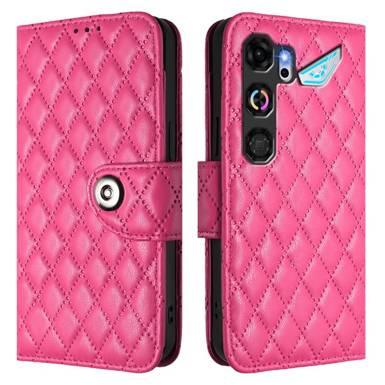 For ZTE nubia Neo 5 GT 5G Rhombic Texture Flip Leather Phone Case with Lanyard