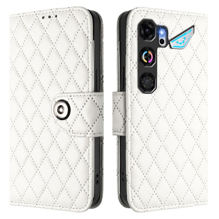 For ZTE nubia Neo 5 GT 5G Rhombic Texture Flip Leather Phone Case with Lanyard