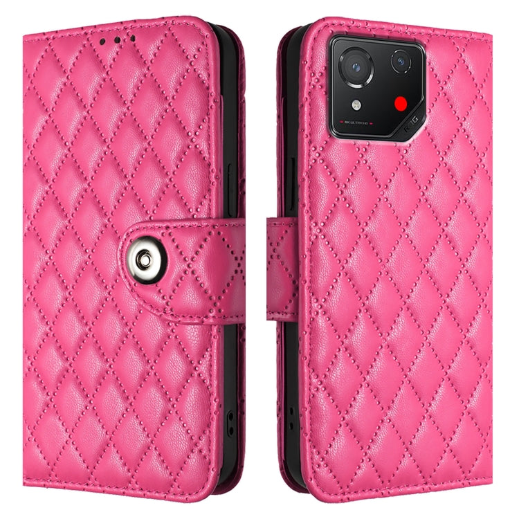 For Asus ROG Phone 8 Rhombic Texture Flip Leather Phone Case with Lanyard
