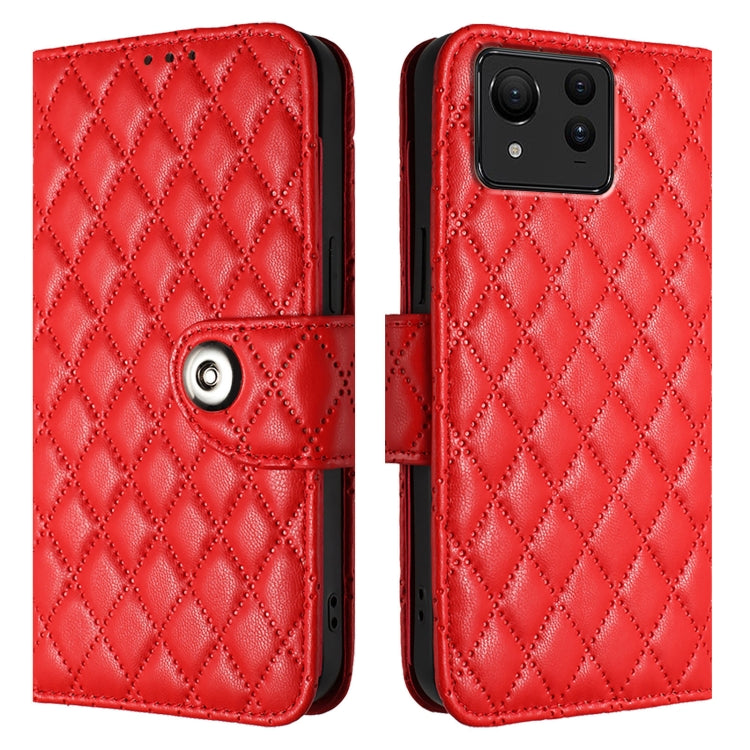 For Asus Zenfone 11 Ultra Rhombic Texture Flip Leather Phone Case with Lanyard