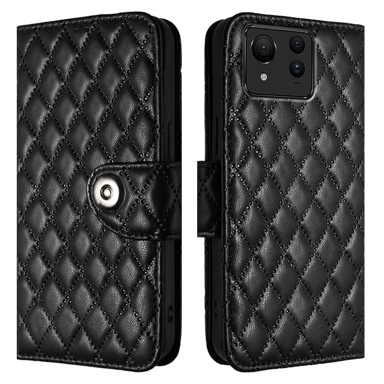 For Asus Zenfone 11 Ultra Rhombic Texture Flip Leather Phone Case with Lanyard