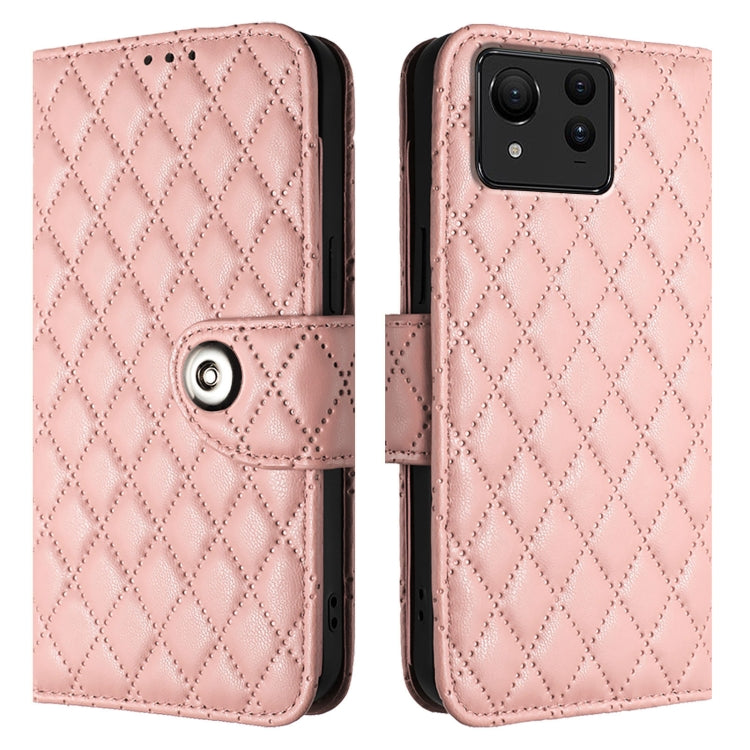 For Asus Zenfone 11 Ultra Rhombic Texture Flip Leather Phone Case with Lanyard