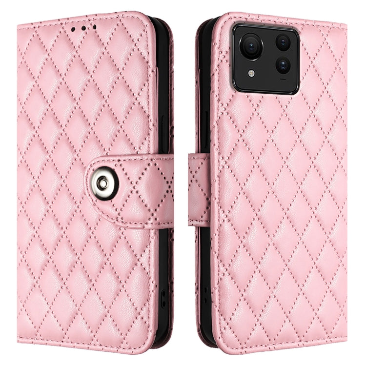 For Asus Zenfone 11 Ultra Rhombic Texture Flip Leather Phone Case with Lanyard