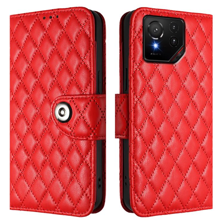 For Asus ROG Phone 9 / 9 Pro Rhombic Texture Flip Leather Phone Case with Lanyard