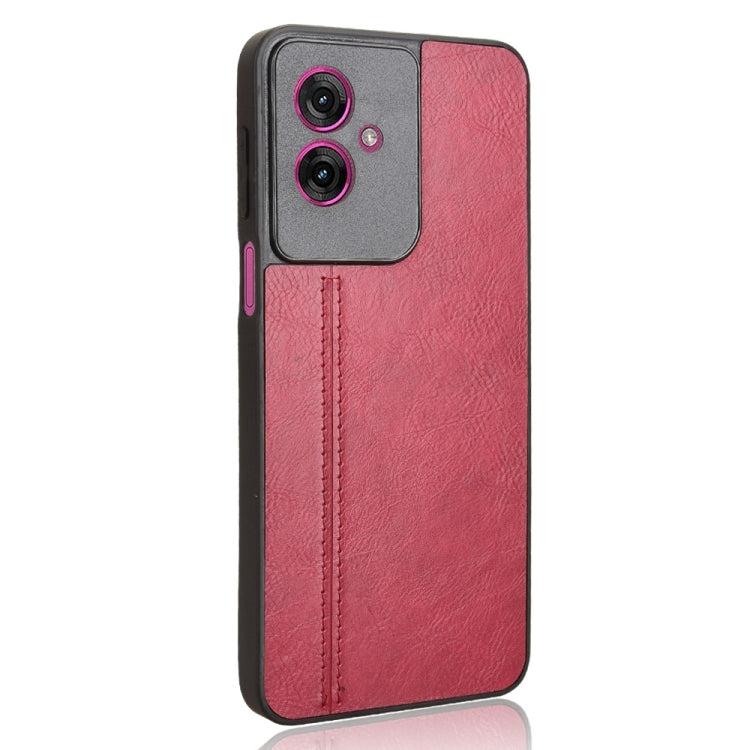 For Motorola Moto G55 5G Cow Pattern Sewing Card Bag Phone Case