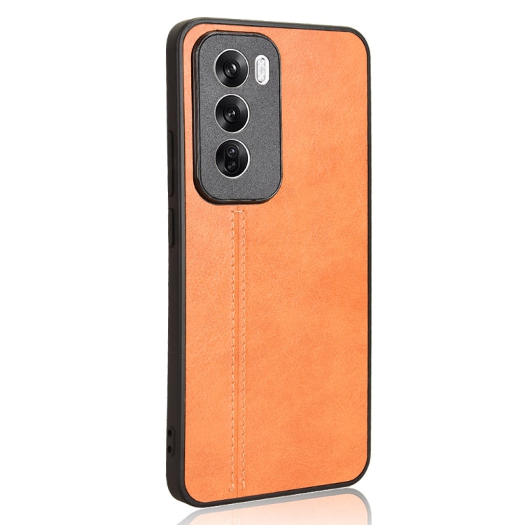 For OPPO Reno12 5G Global Cow Pattern Sewing Card Bag Phone Case