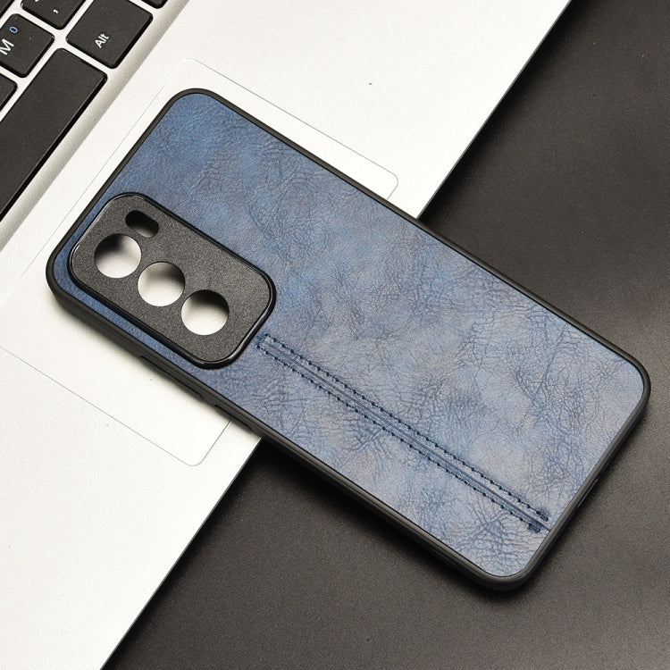 For OPPO Reno12 5G Global Cow Pattern Sewing Card Bag Phone Case