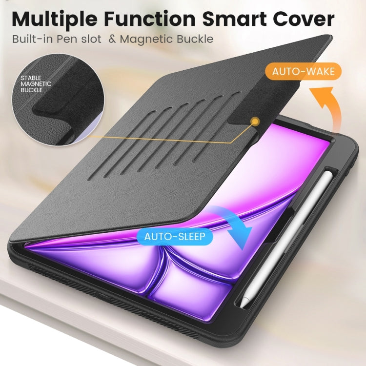 For iPad Air 11 2026 / 2025 / 2024 Smart B Magnetic Holder Leather Tablet Case