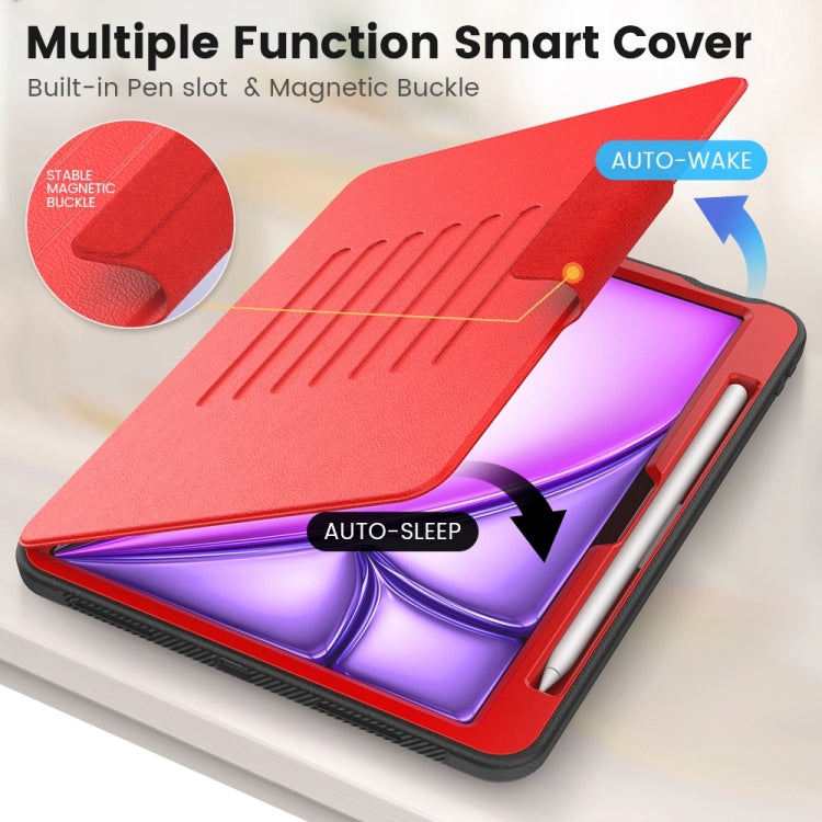 For iPad Air 11 2026 / 2025 / 2024 Smart B Magnetic Holder Leather Tablet Case
