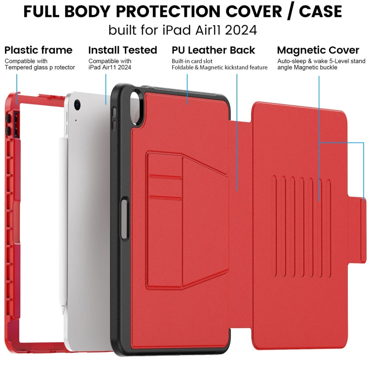 For iPad Air 11 2026 / 2025 / 2024 Smart B Magnetic Holder Leather Tablet Case
