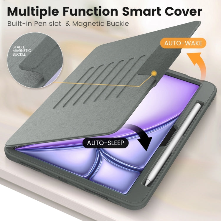 For iPad Air 11 2026 / 2025 / 2024 Smart B Magnetic Holder Leather Tablet Case