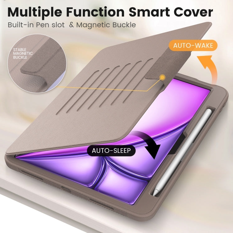 For iPad Air 11 2026 / 2025 / 2024 Smart B Magnetic Holder Leather Tablet Case