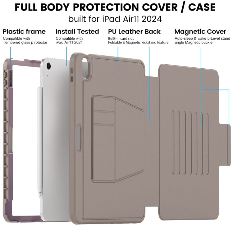 For iPad Air 11 2026 / 2025 / 2024 Smart B Magnetic Holder Leather Tablet Case