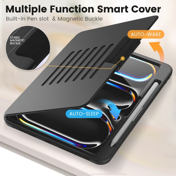 For iPad Pro 11 2025 / 2024 Smart B Magnetic Holder Leather Tablet Case