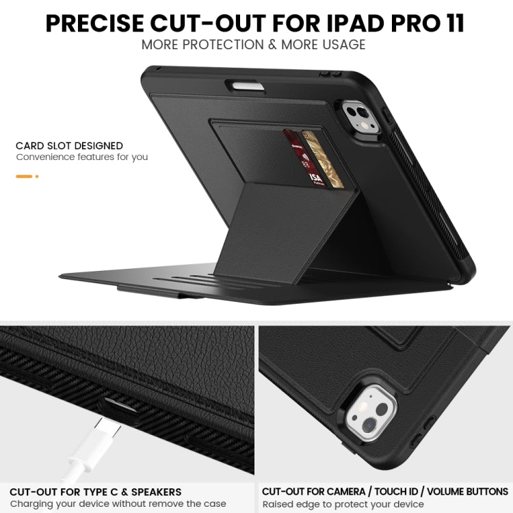 For iPad Pro 11 2025 / 2024 Smart B Magnetic Holder Leather Tablet Case