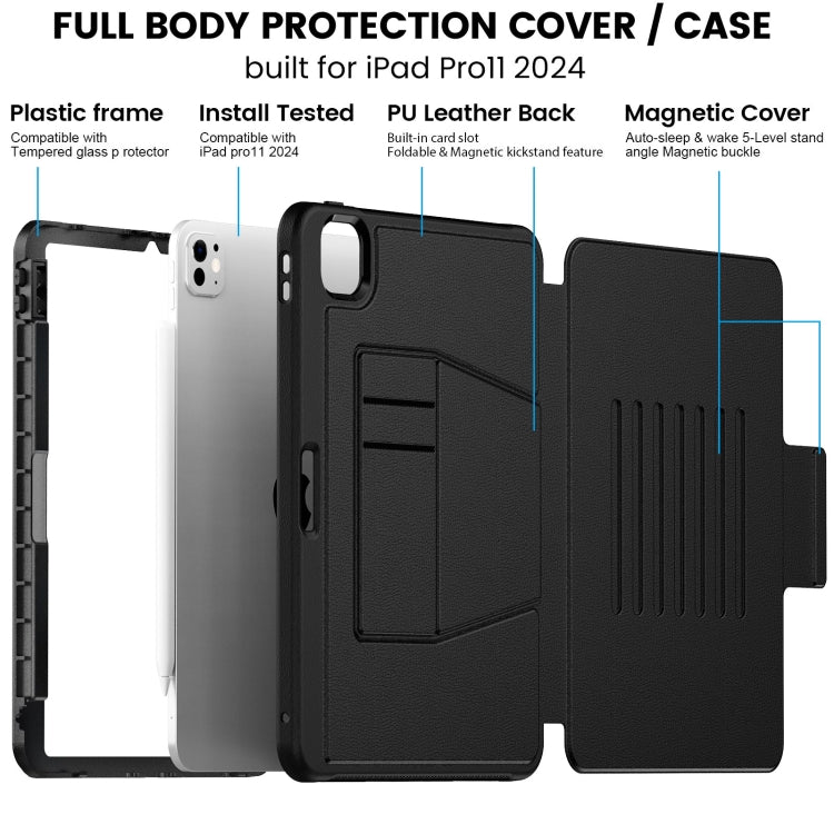For iPad Pro 11 2025 / 2024 Smart B Magnetic Holder Leather Tablet Case