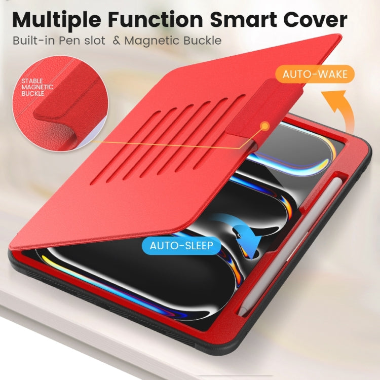 For iPad Pro 11 2025 / 2024 Smart B Magnetic Holder Leather Tablet Case