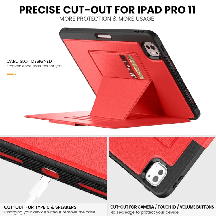 For iPad Pro 11 2025 / 2024 Smart B Magnetic Holder Leather Tablet Case