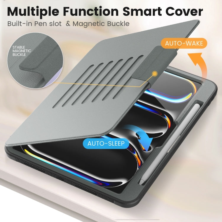 For iPad Pro 11 2025 / 2024 Smart B Magnetic Holder Leather Tablet Case