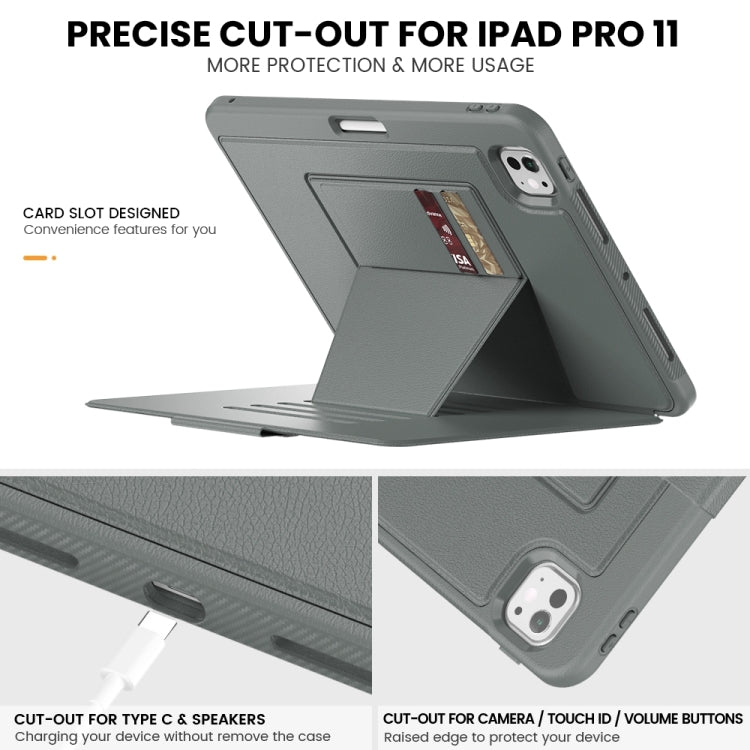 For iPad Pro 11 2025 / 2024 Smart B Magnetic Holder Leather Tablet Case