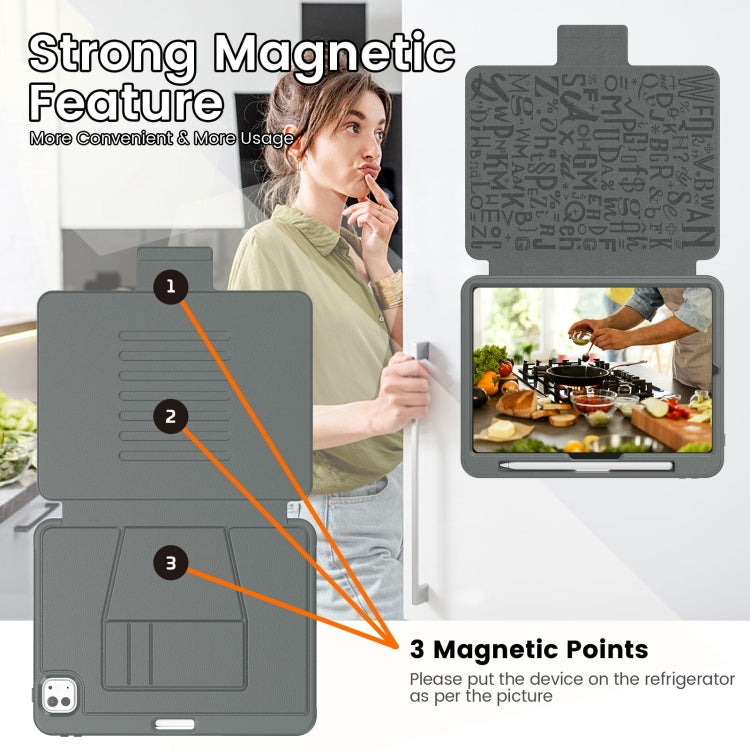 For iPad Pro 11 2025 / 2024 Smart B Magnetic Holder Leather Tablet Case