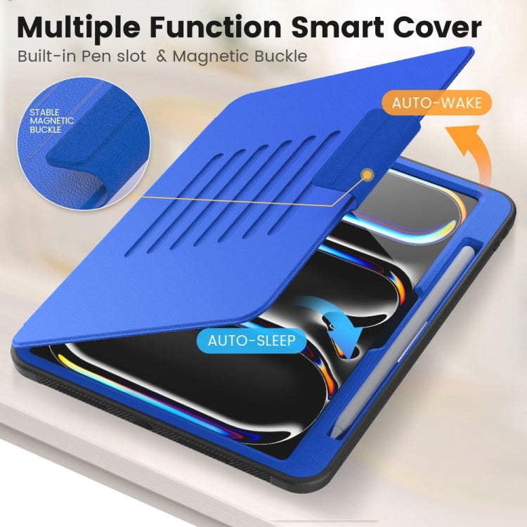 For iPad Pro 11 2025 / 2024 Smart B Magnetic Holder Leather Tablet Case