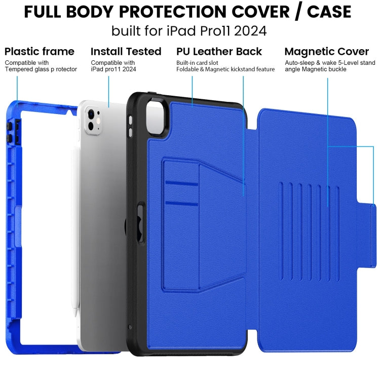 For iPad Pro 11 2025 / 2024 Smart B Magnetic Holder Leather Tablet Case