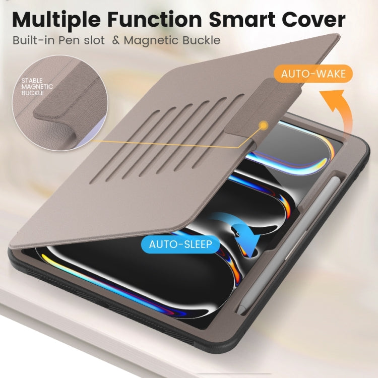 For iPad Pro 11 2025 / 2024 Smart B Magnetic Holder Leather Tablet Case