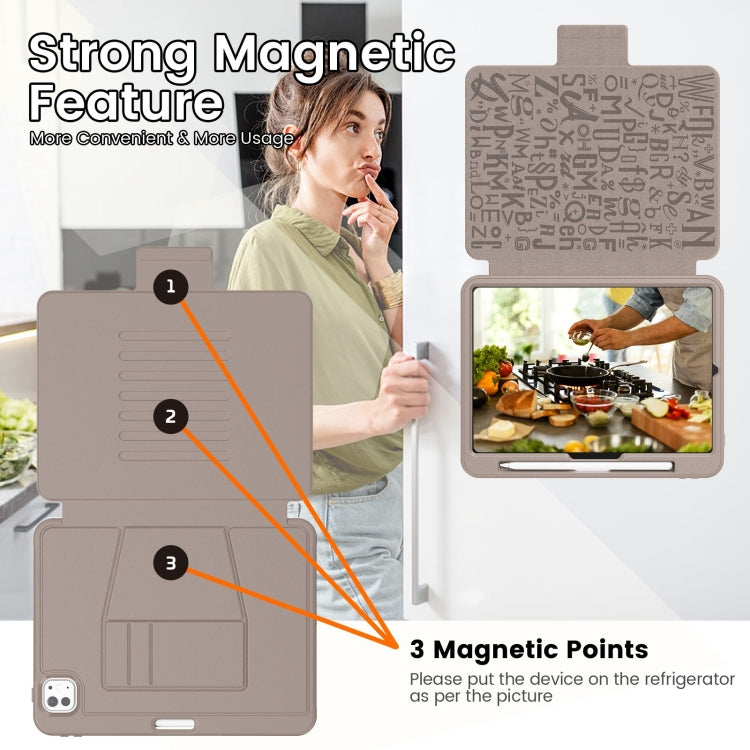 For iPad Pro 11 2025 / 2024 Smart B Magnetic Holder Leather Tablet Case