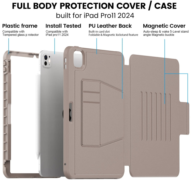For iPad Pro 11 2025 / 2024 Smart B Magnetic Holder Leather Tablet Case