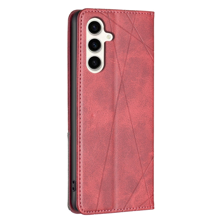 For Samsung Galaxy S24 FE 5G Rhombus Texture Magnetic Leather Phone Case