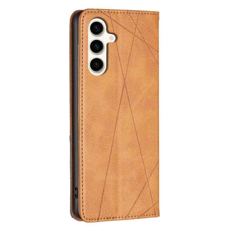 For Samsung Galaxy S24 FE 5G Rhombus Texture Magnetic Leather Phone Case