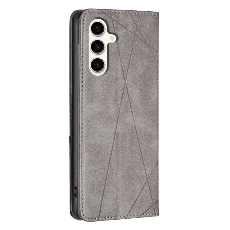 For Samsung Galaxy S24 FE 5G Rhombus Texture Magnetic Leather Phone Case