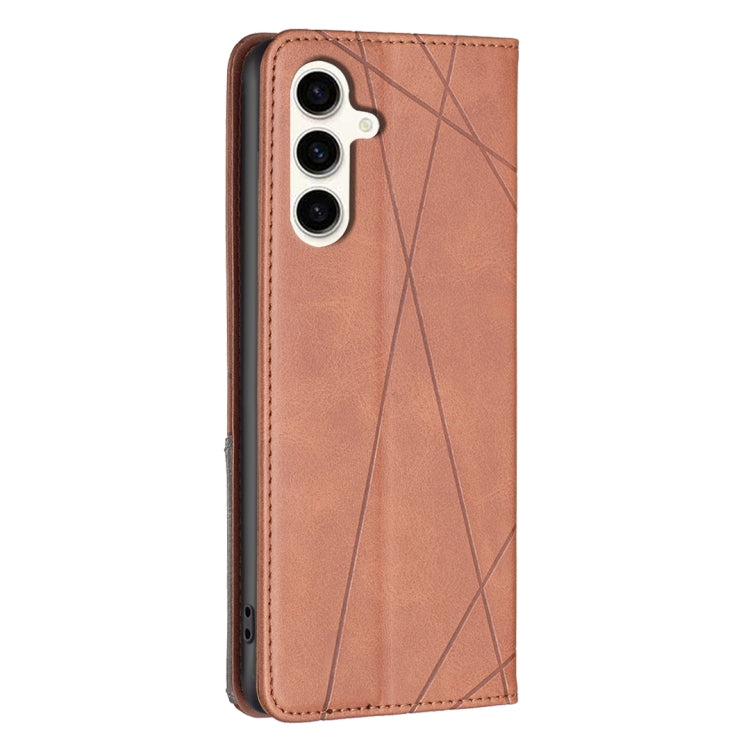 For Samsung Galaxy S24 FE 5G Rhombus Texture Magnetic Leather Phone Case