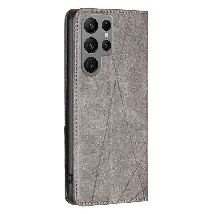 For Samsung Galaxy S25 Ultra 5G Rhombus Texture Magnetic Leather Phone Case