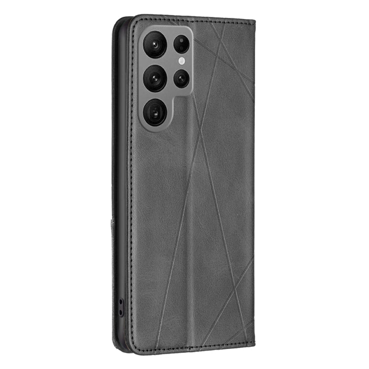 For Samsung Galaxy S25 Ultra 5G Rhombus Texture Magnetic Leather Phone Case