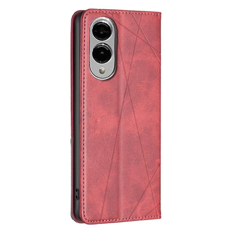For Samsung Galaxy S25 Edge 5G Rhombus Texture Magnetic Leather Phone Case