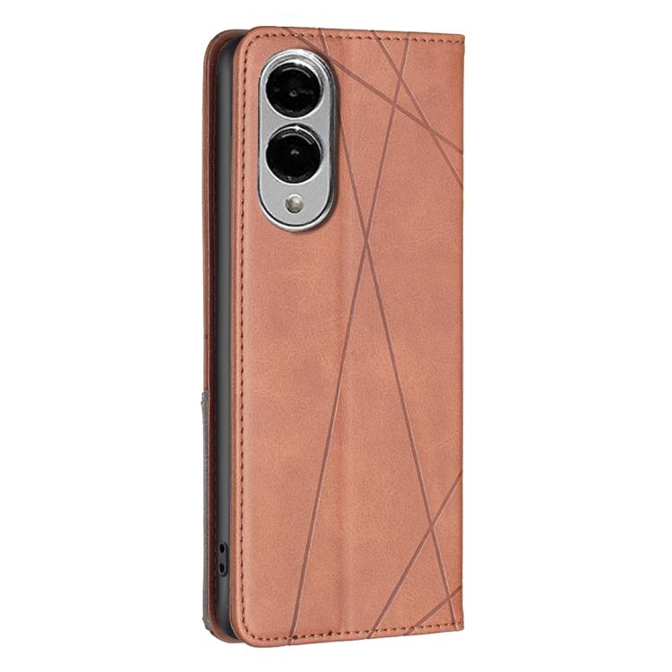 For Samsung Galaxy S25 Edge 5G Rhombus Texture Magnetic Leather Phone Case