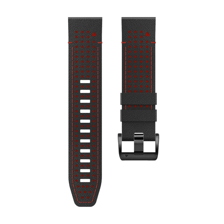 For Garmin Fenix 7X 26mm Dot Hole Silicone Leather Quick Release Watch Band