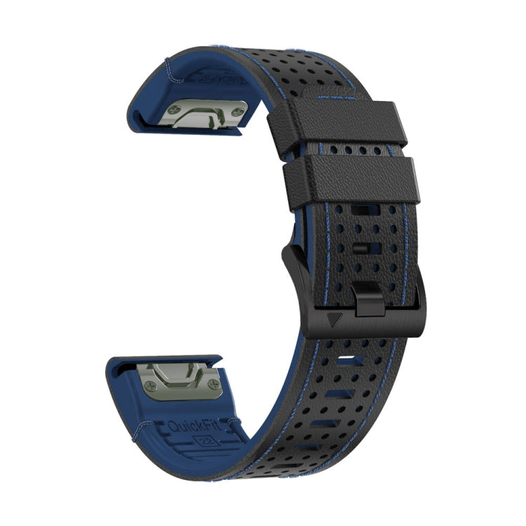 For Garmin Fenix 7X 26mm Dot Hole Silicone Leather Quick Release Watch Band