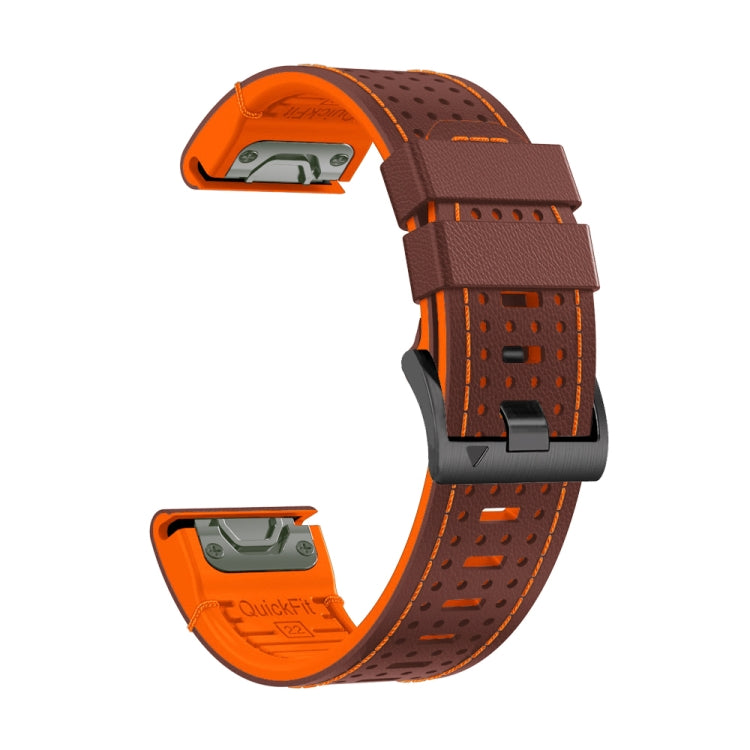 For Garmin Fenix 7X 26mm Dot Hole Silicone Leather Quick Release Watch Band
