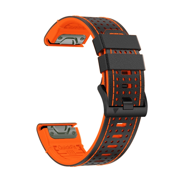 For Garmin Fenix 7 22mm Dot Hole Silicone Leather Quick Release Watch Band