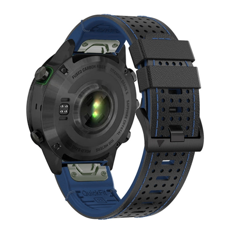 For Garmin Fenix 7 22mm Dot Hole Silicone Leather Quick Release Watch Band