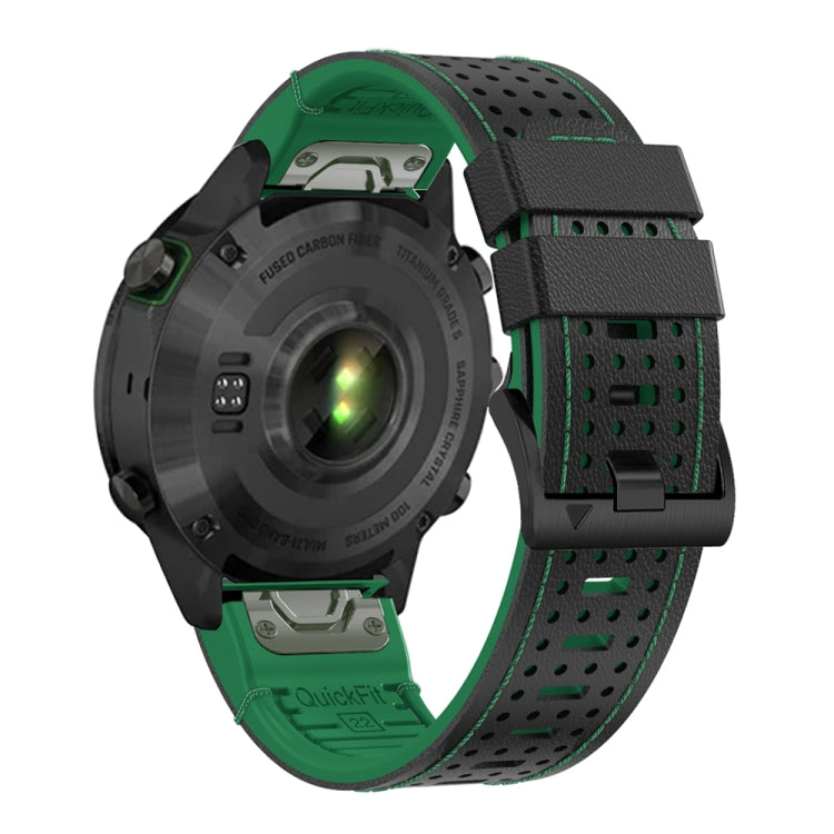 For Garmin Fenix 7 22mm Dot Hole Silicone Leather Quick Release Watch Band