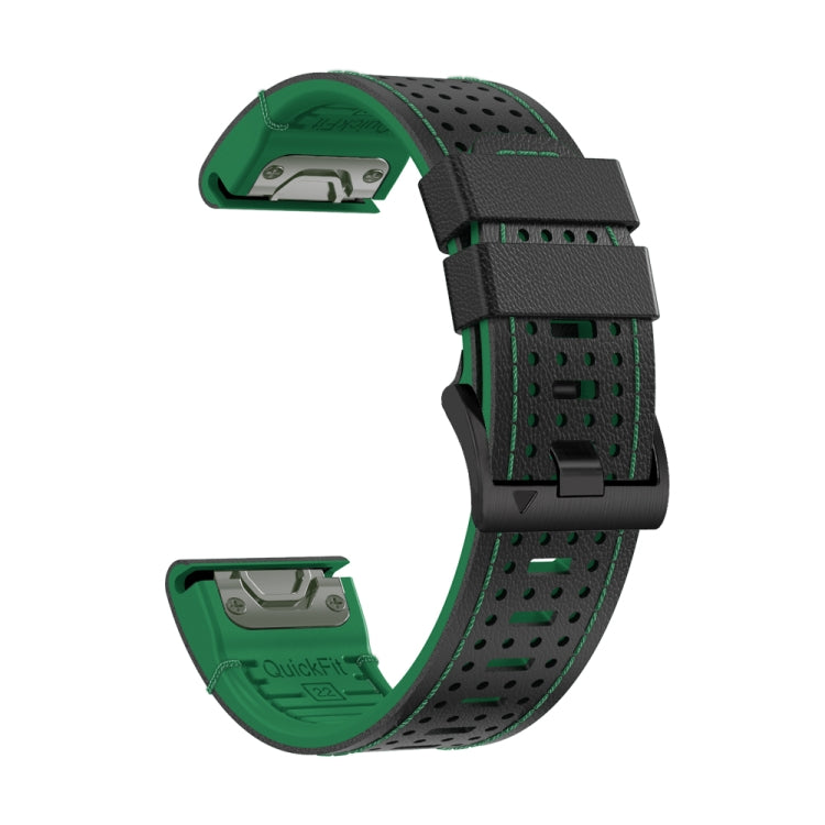 For Garmin Fenix 7 22mm Dot Hole Silicone Leather Quick Release Watch Band