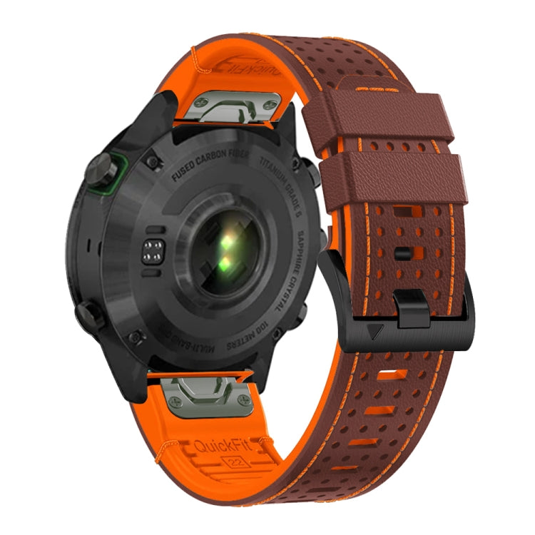 For Garmin Fenix 7 22mm Dot Hole Silicone Leather Quick Release Watch Band