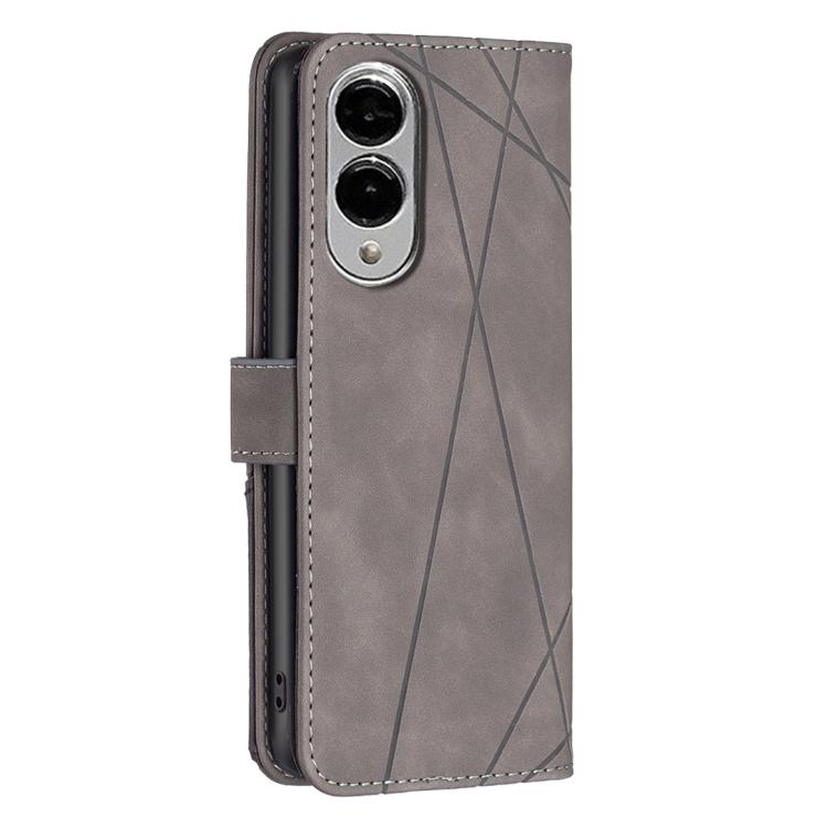 For Samsung Galaxy S25 Edge 5G Magnetic Buckle Rhombus Texture Leather Phone Case