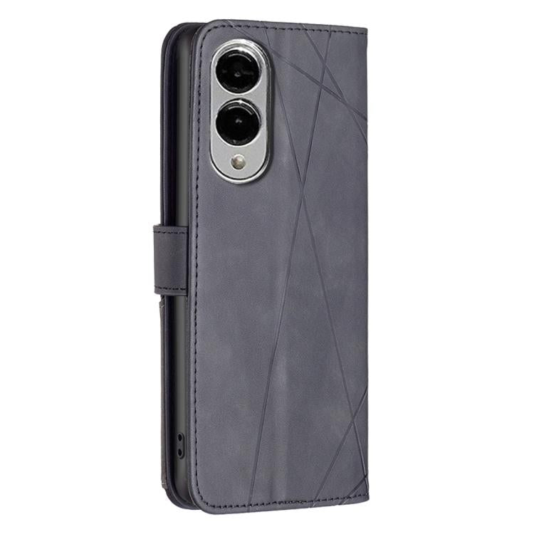 For Samsung Galaxy S25 Edge 5G Magnetic Buckle Rhombus Texture Leather Phone Case