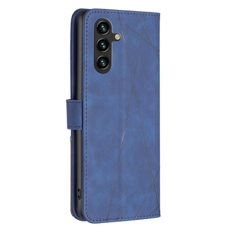 For Samsung Galaxy S25 FE 5G Magnetic Buckle Rhombus Texture Leather Phone Case